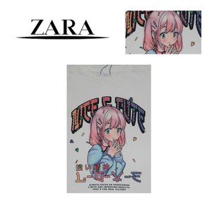 ZARA Little Girl ANIME T-Shirt SZ 10 Gems Japanese 100% Cotton Graphic Tee
